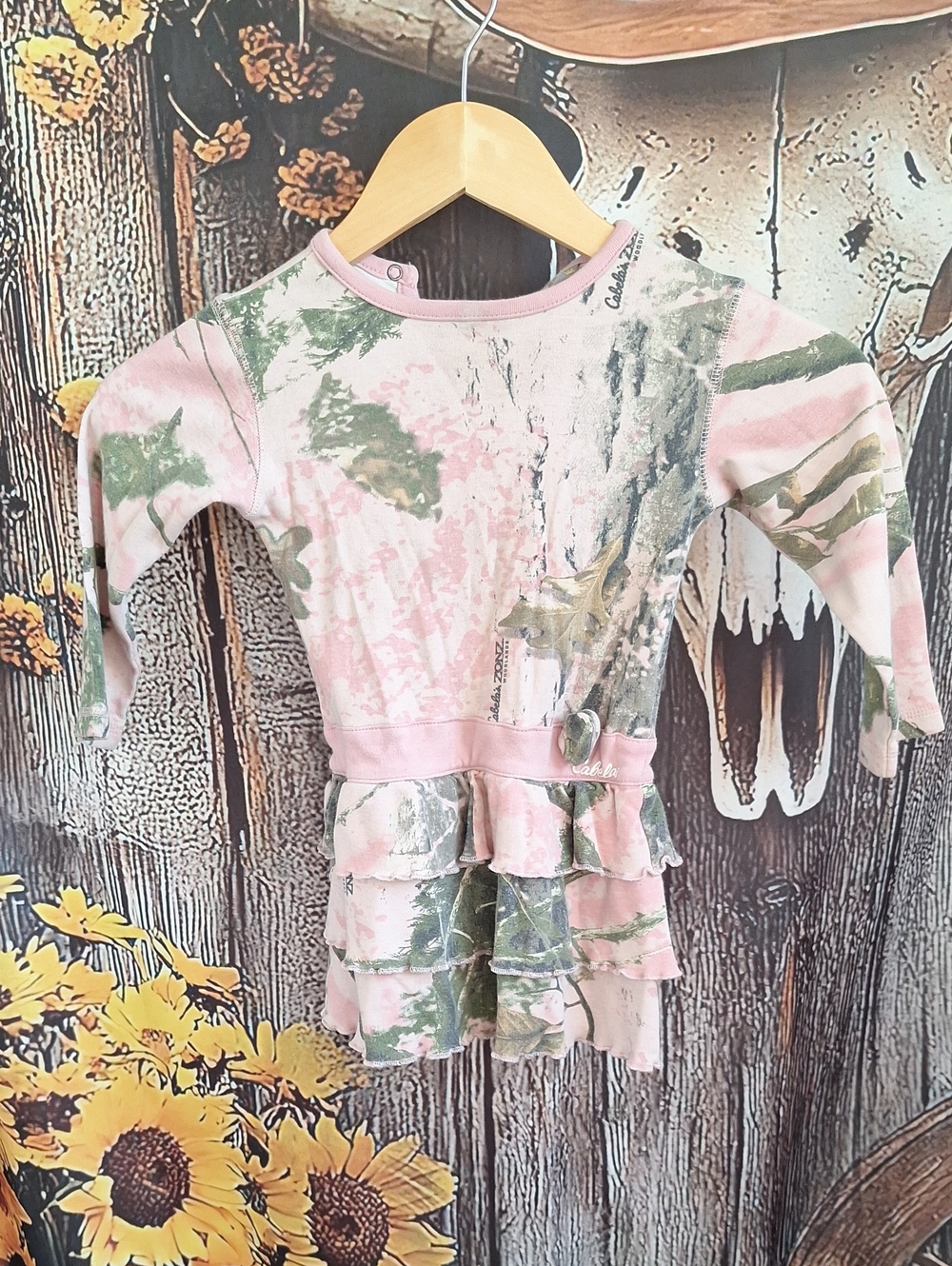 Children's Pink Camo Ruffle Dress Top